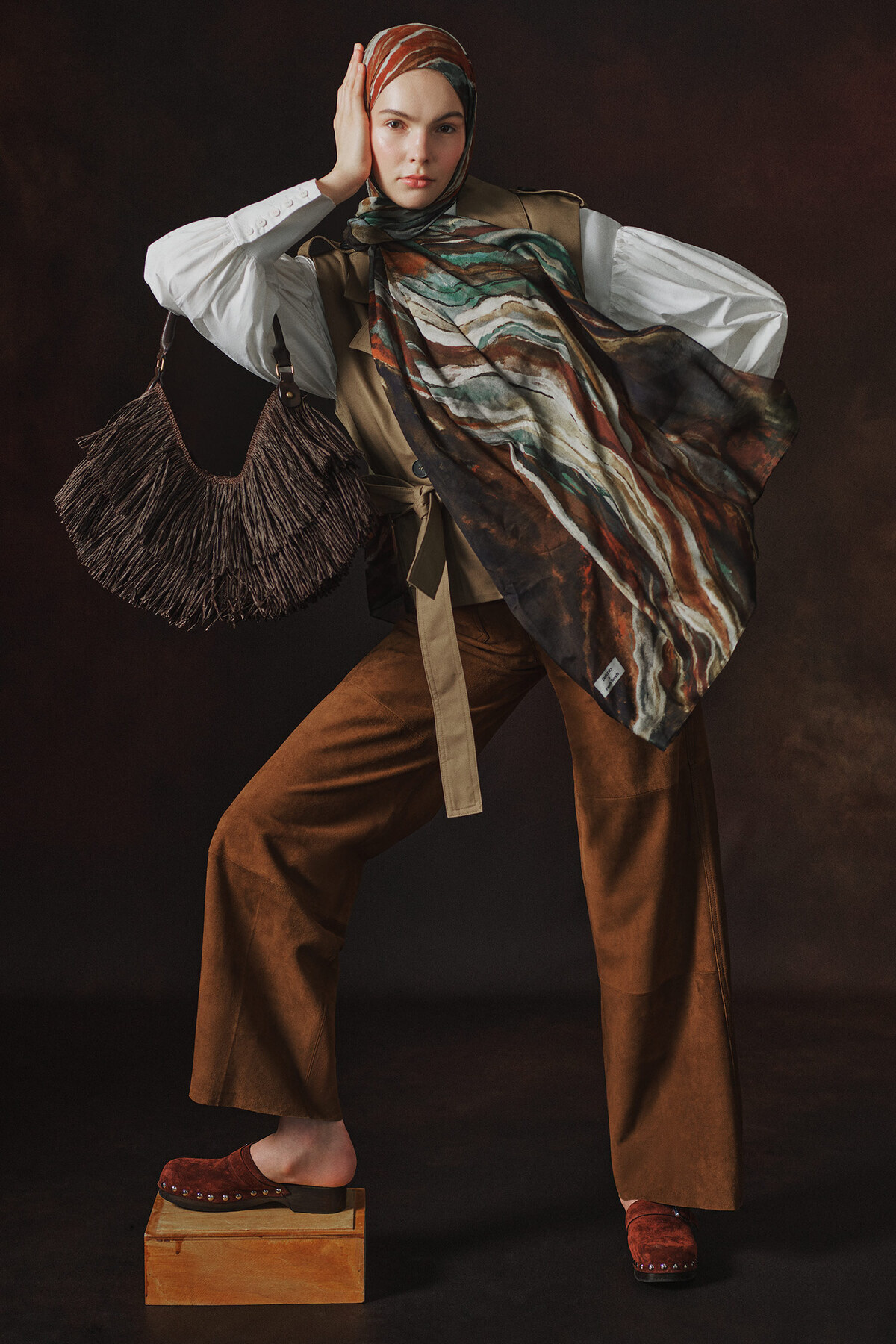 DeFacto Fresh Scarfs X DeFacto Ocean Batik Keten Karışımlı Şal I1749AX26SM