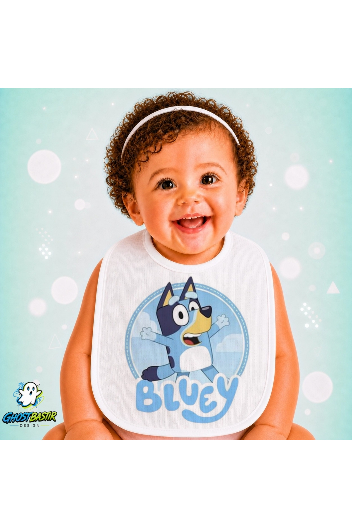 Bluey Keten Bebek Mama Önlüğü – Yumuşak, Emici, Yıkanabilir, Özel Tasarım P019