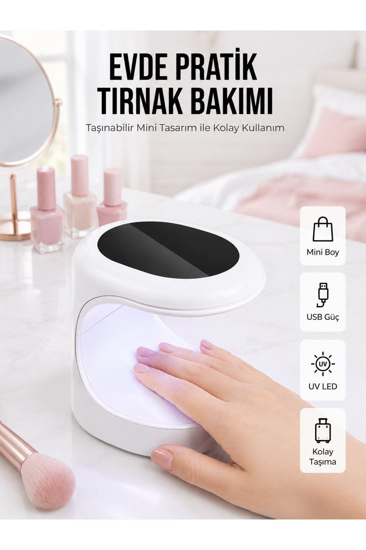 FTA TİCARET Kalıcı Oje Kurutucu Mini UV Işınlı Taşınabilir Hızlı ve Pratik Oje Kurutucu — 2FTAUUCZZZPROTEZTIRNAKKURUTMAAAA5-1