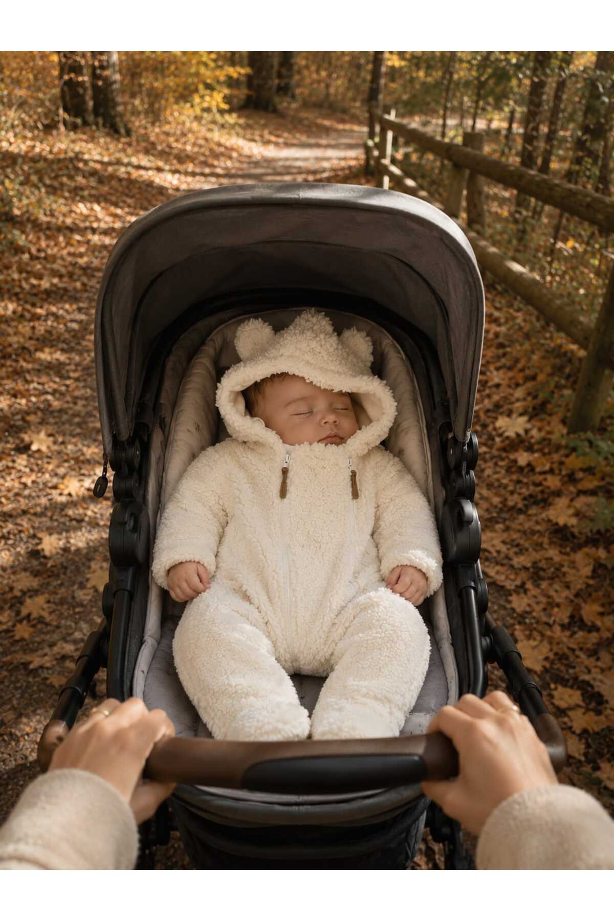 Welsoft Peluş Bebek Tulumu – Kapüşonlu Kulak Detaylı Kışlık Bebek Tulumu