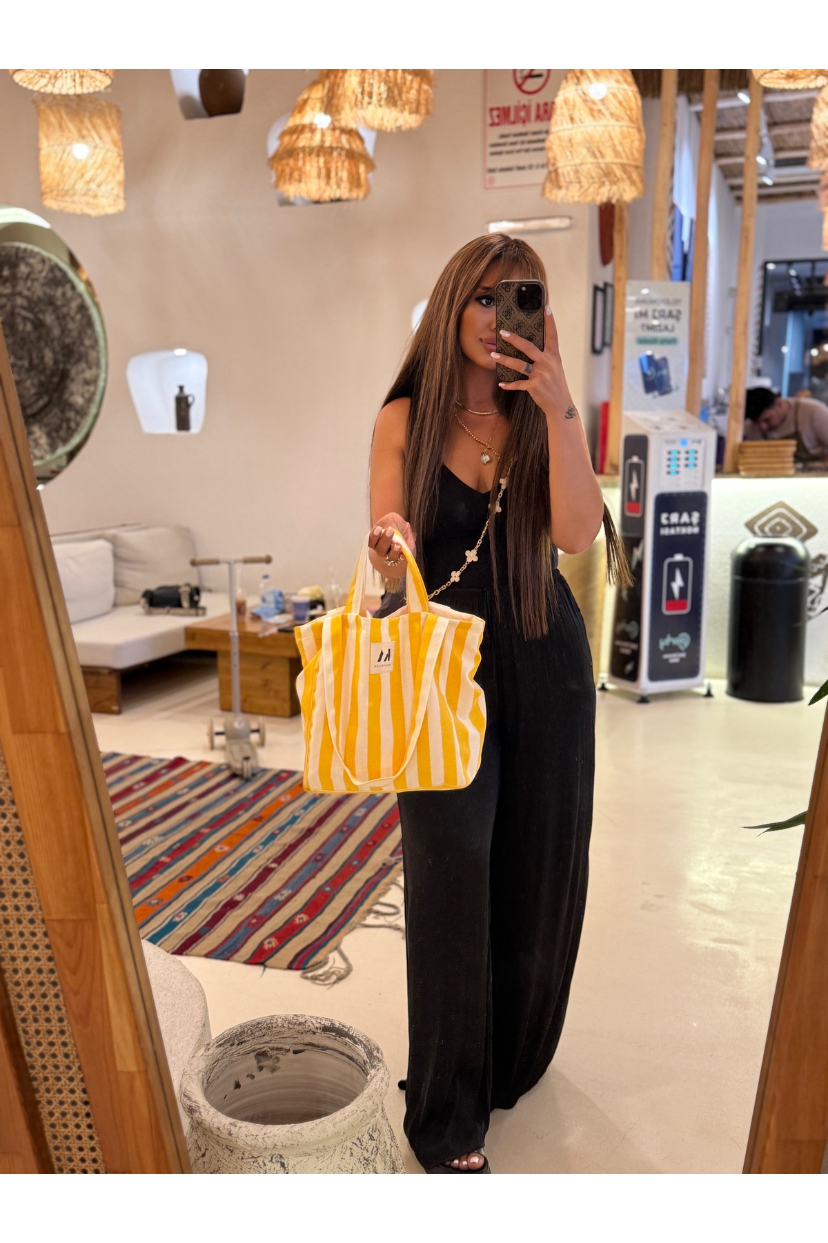 KaiAtelier Lemonade Astarlı Çift Kulplu Shopper Çanta / Plaj Çantası görsel 3