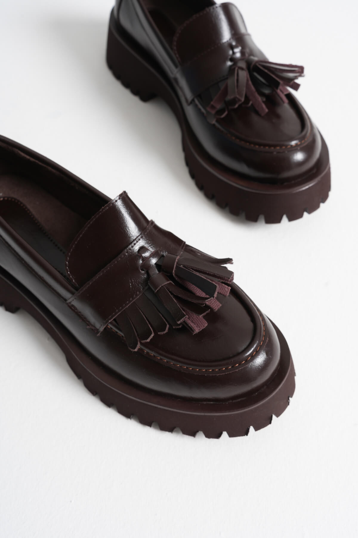 Cool Feet Kadın Acı Kahve 4cm Kalın Tabanlı Loafer Ayakkabı görsel 5
