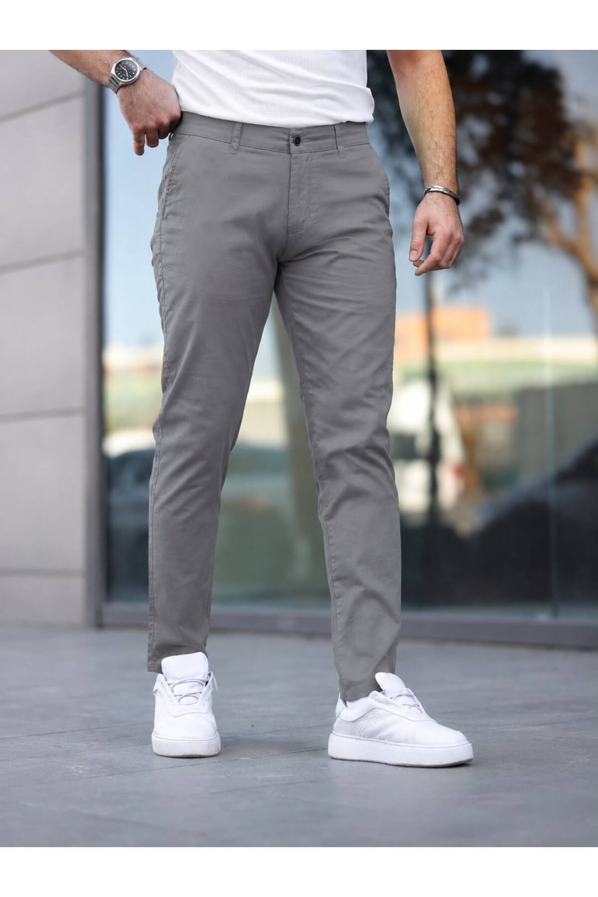BASEL.CO Slim Fit Chino Linen Trousers