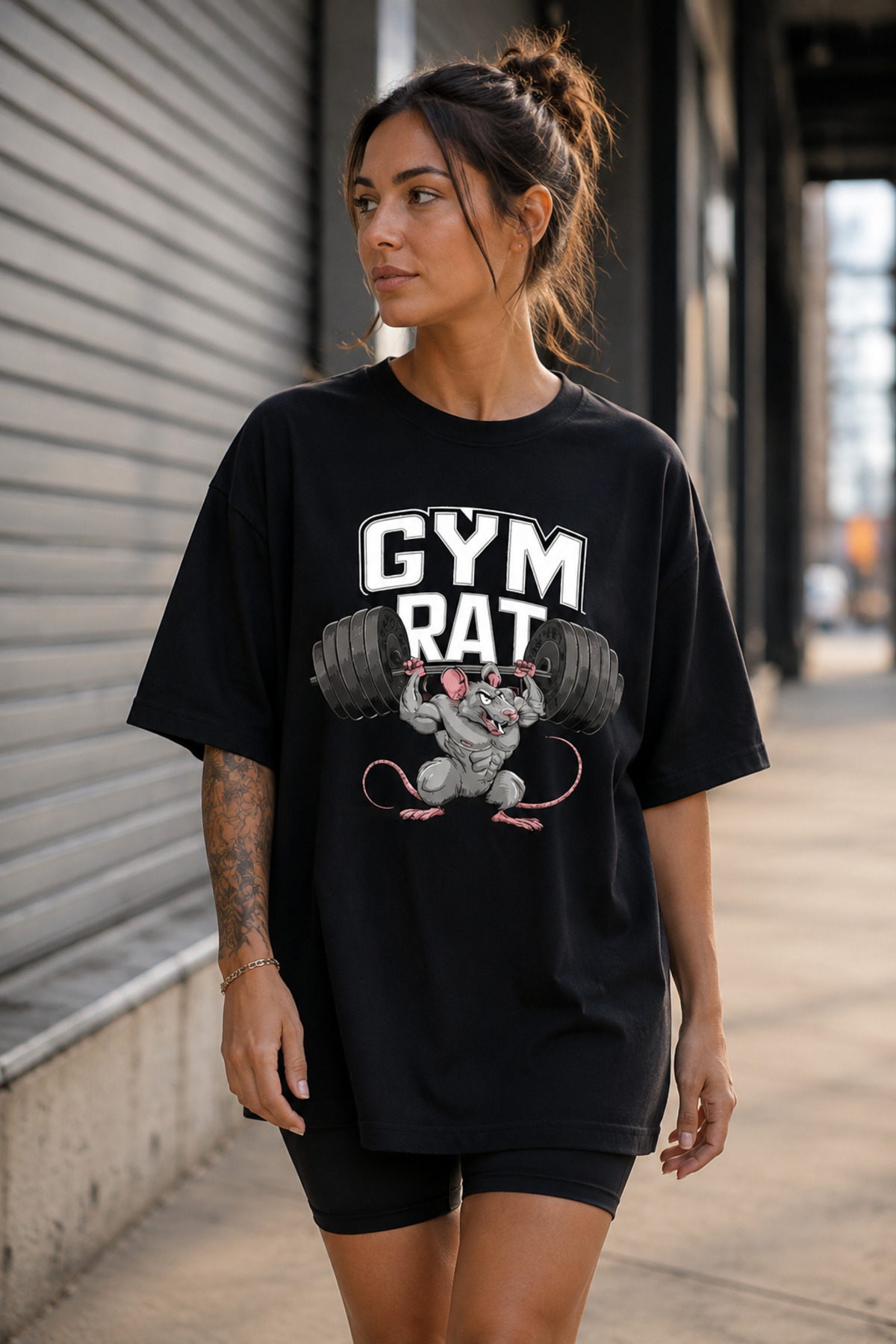 تی شرت مشکی یونیسکس Gym Rate Hot Farer Oversize 3