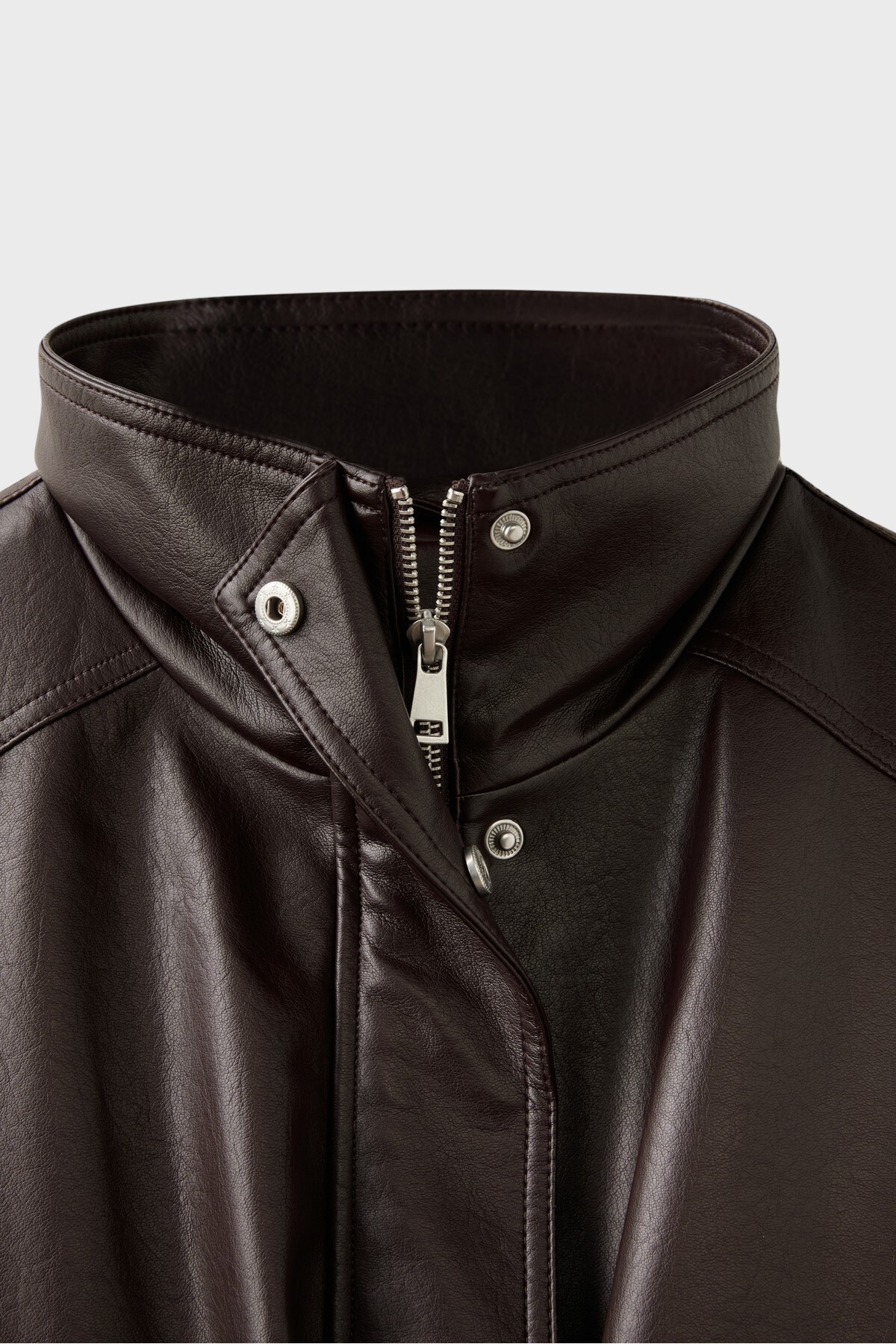 Stradivarius Oversize suni deri ceket görsel 8