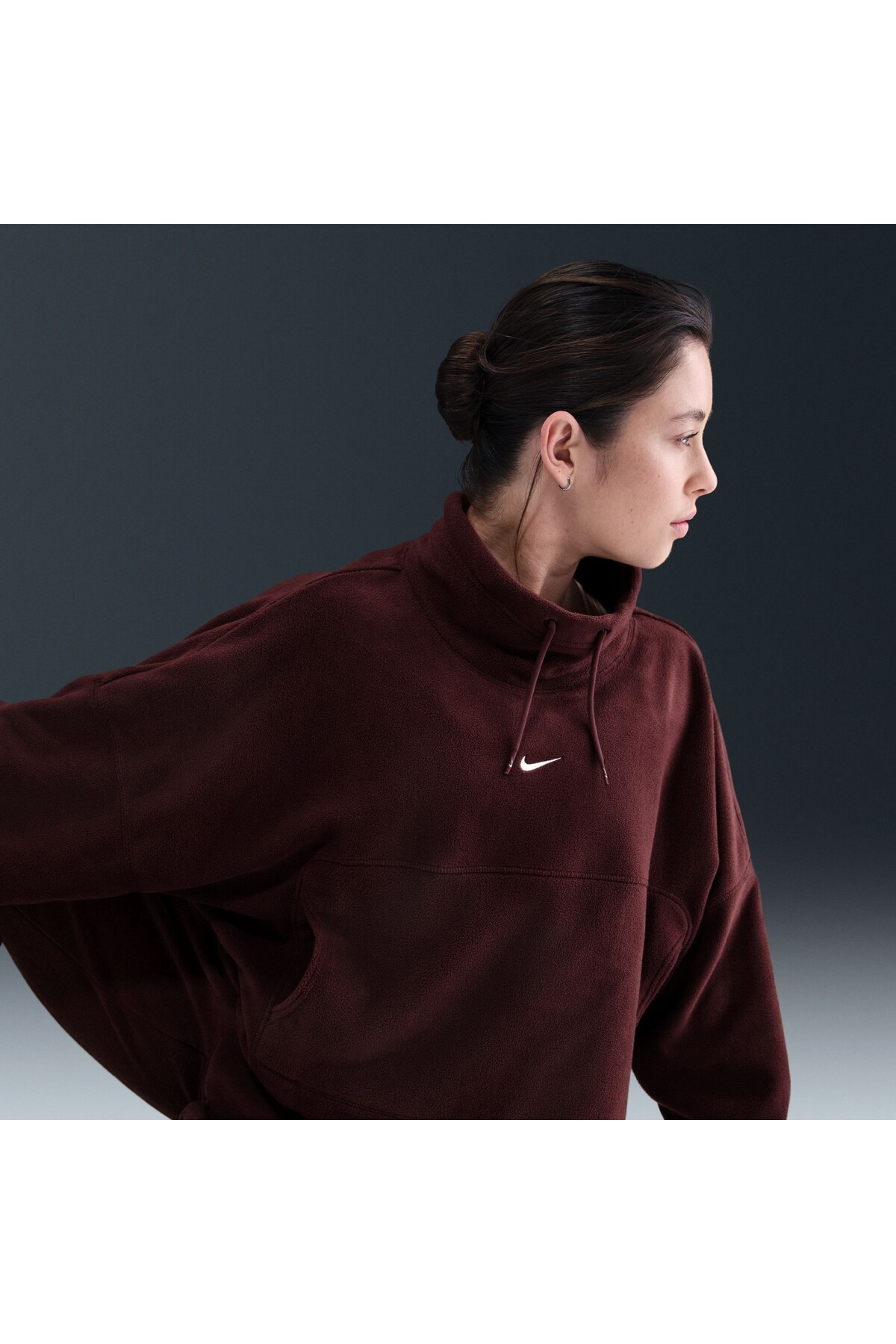 Nike One Therma-FIT Top Polar Kadın Bordo Sweatshirt HV3702-652 görsel 5