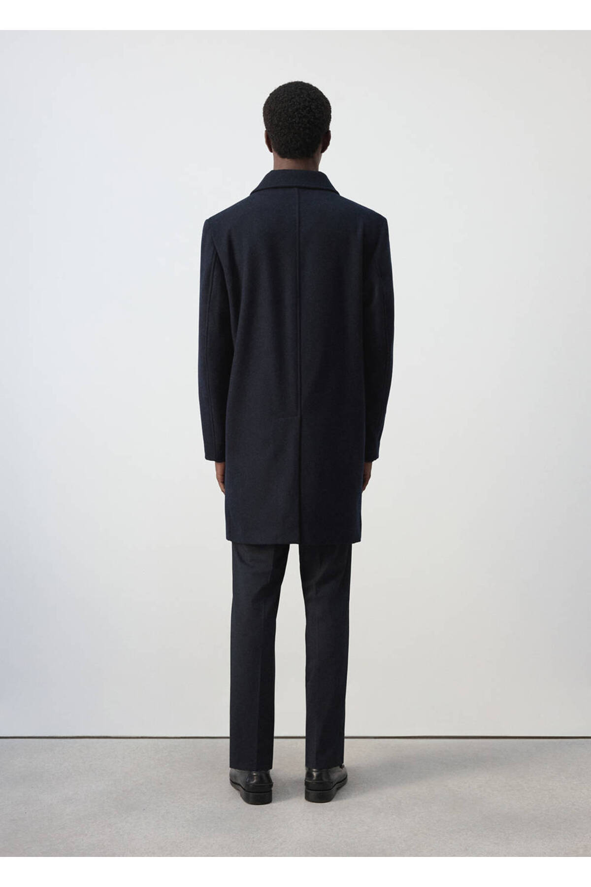 Wool coat with shirt collar — سرمه‌ای 37067882 — تصویر 4 از 8