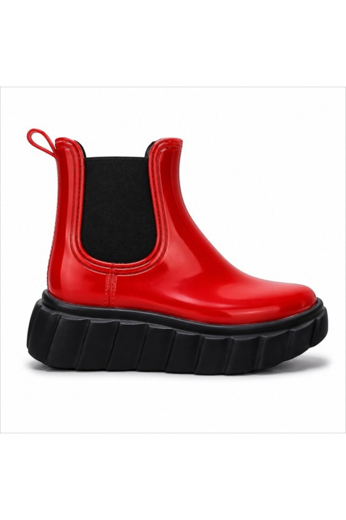 Black Flex PLATFORM TABAN KADIN YAĞMUR BOTU KIRMIZI 36-40