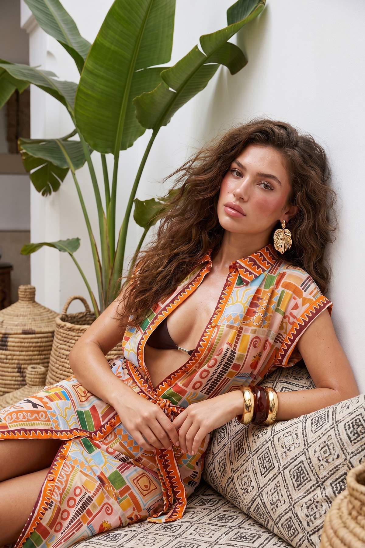 Trendyol Kollektion Ethnisch gemustertes Strandkleid aus 100 % Baumwolle mit ...