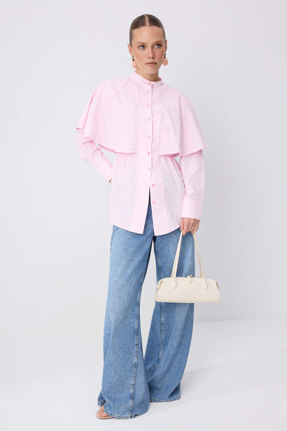 Trendyolmilla Modest Pembe Regular Terrycotton Düz Dokuma Alt&Üst Tesettür Gömlek TCTSS26TG00012