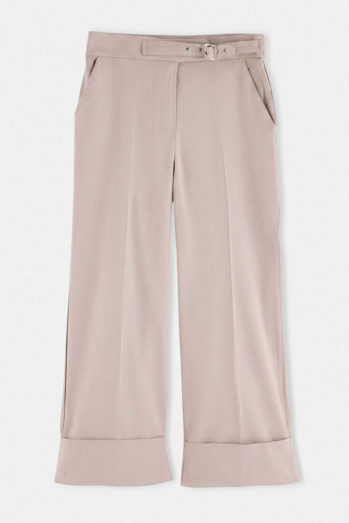 Trendyolmilla Trendyolmilla Wardrobe Essentials – Bej Kemer Tokalı Duble Paça Pantolon | TWOAW27PL00010