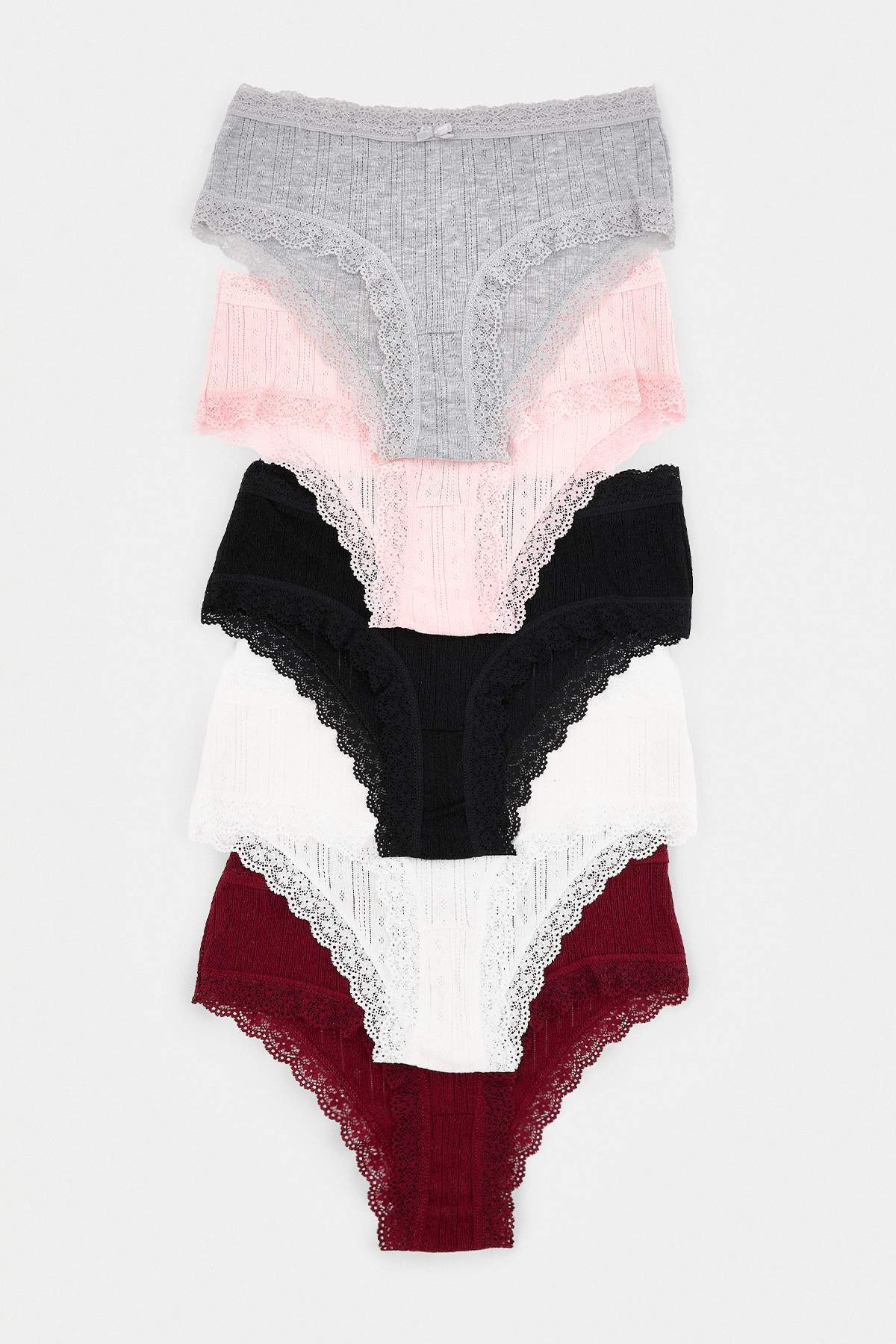 Trendyol Collection Black-Multicolor 5-Piece 100% Cotton Pointel Lace Classic Panties Thmaw27Ku00001