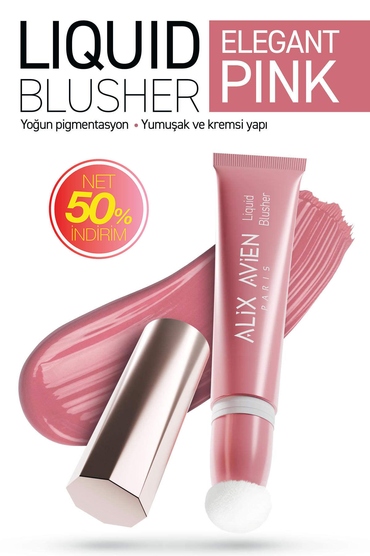 Alix Avien Yoğun Pigmentli E Vitaminli Mat Bitişli Kremsi Likit Allık - Liquid Blusher 02 Elegant Pink - Fiyatı, Yorumları