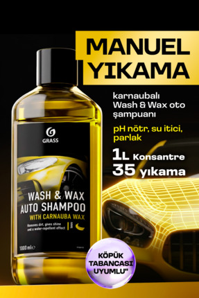 GRASS Araba Yıkama Şampuanı Wash Wax 900ml Oto Şampuanı & Boya Koruyucu Hızlı...