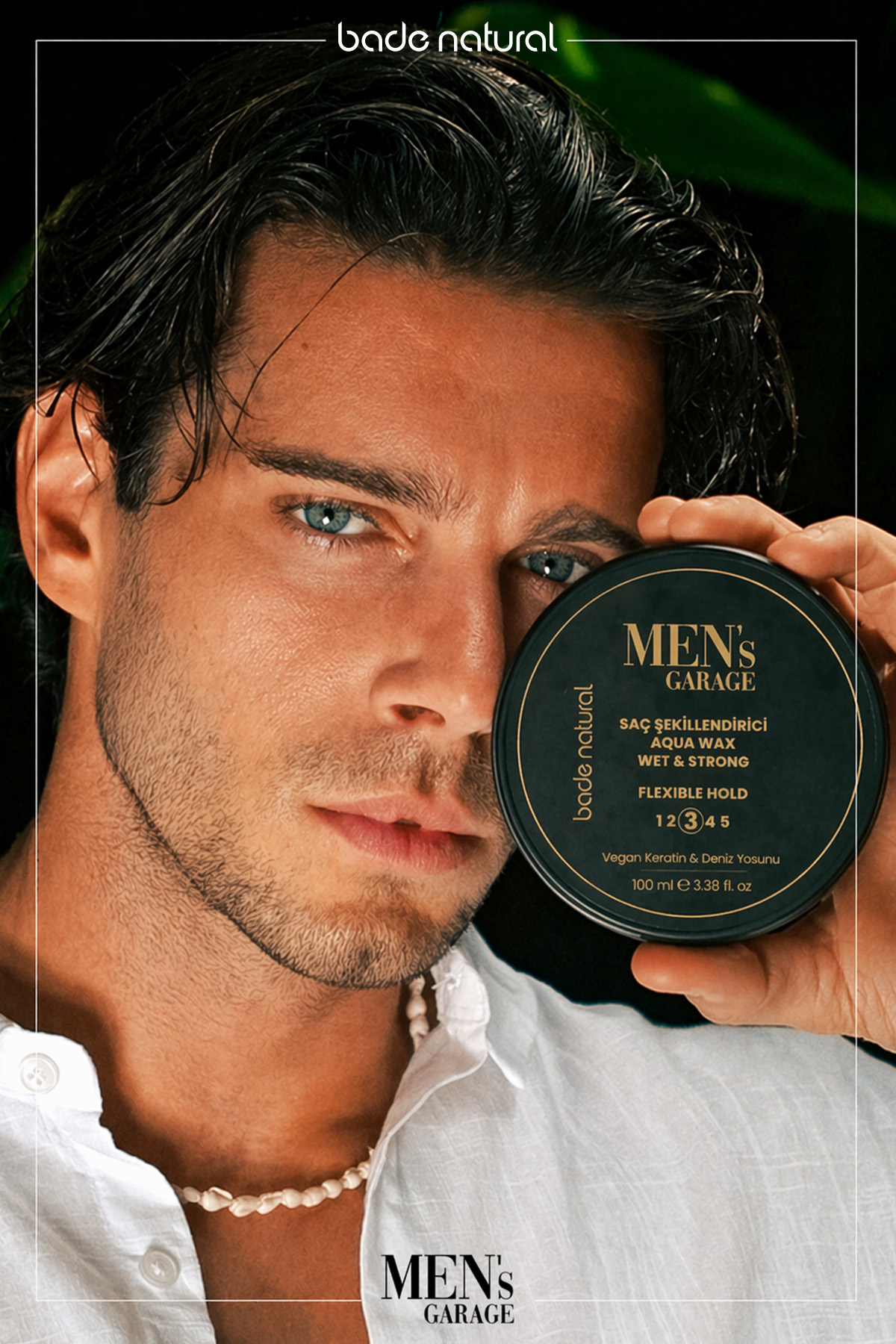 Men's Garage Saç Şekillendirici Aqua Wax - Orta Tutuş, Islak ve Parlak Görünüm, Vegan, Su Bazlı 100 ml — BN.0477 — تصویر 3 از 5