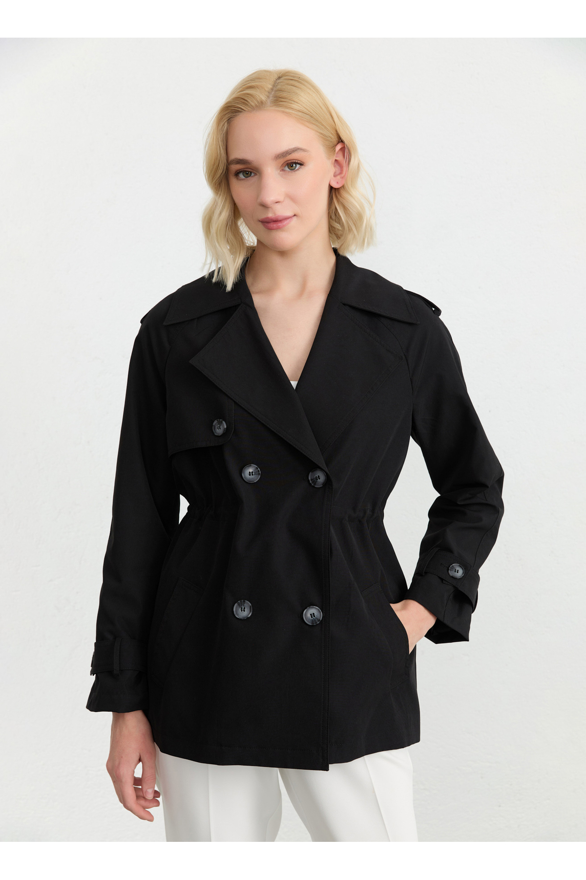 Selen Siyah Kadın Trençkot 26YSL9577 görsel 3