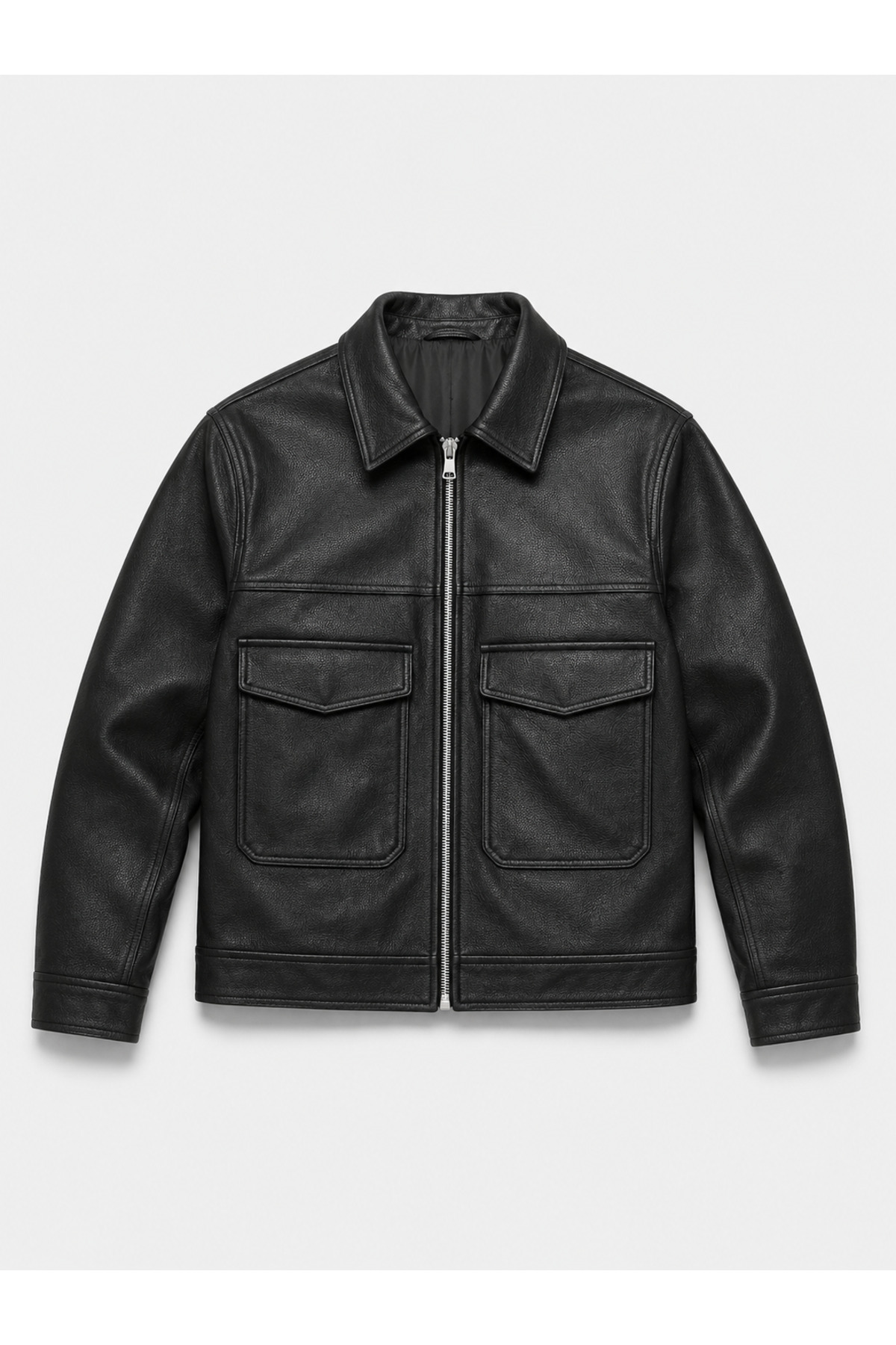 OHM OHEPMODA Oversize Rahat Kalıp Cep Detaylı Erkek Deri Ceket görsel 5
