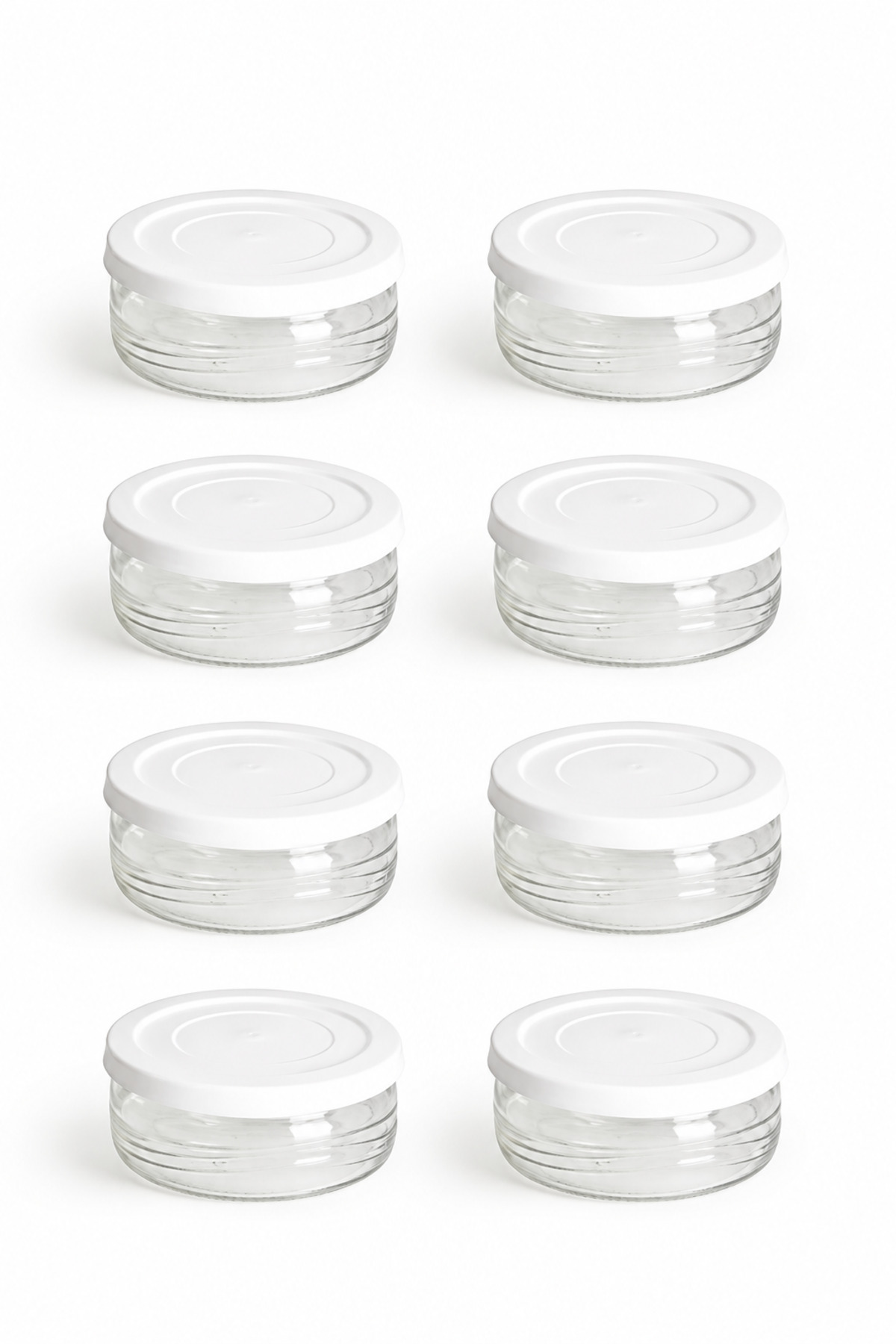 Premium Breakfast Set of 6 410 cc | Glass Storage Container with White Plastic Lid, Airtight