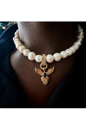 Les Contess Jewelry Doğal Barok İncili Anka Kuşu Kolye (Anka Pearl)