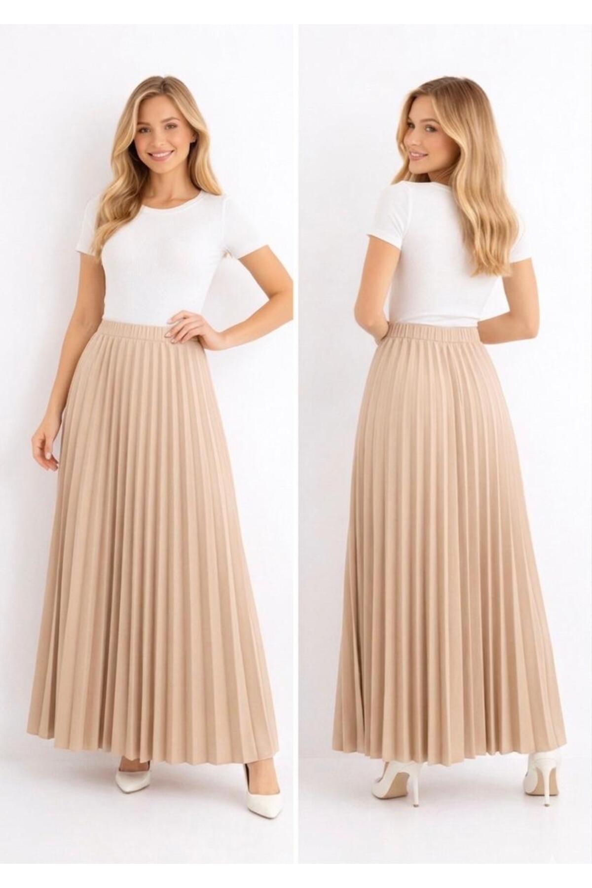 umut tekstil imalat Plain Pleated Skirt, Pleated Skirt - Trendyol
