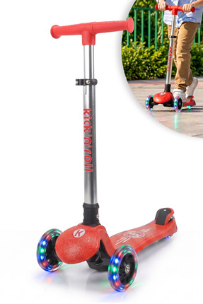OLLY Kick'n'Roll Led Işıklı 3 Tekerlekli Lean-to-Steer Scooter 3-8 Yaş