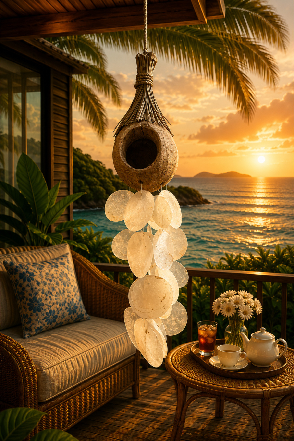 Seashell Wind Bell & Balcony Garden Ceiling Ornament & Natural Seashell