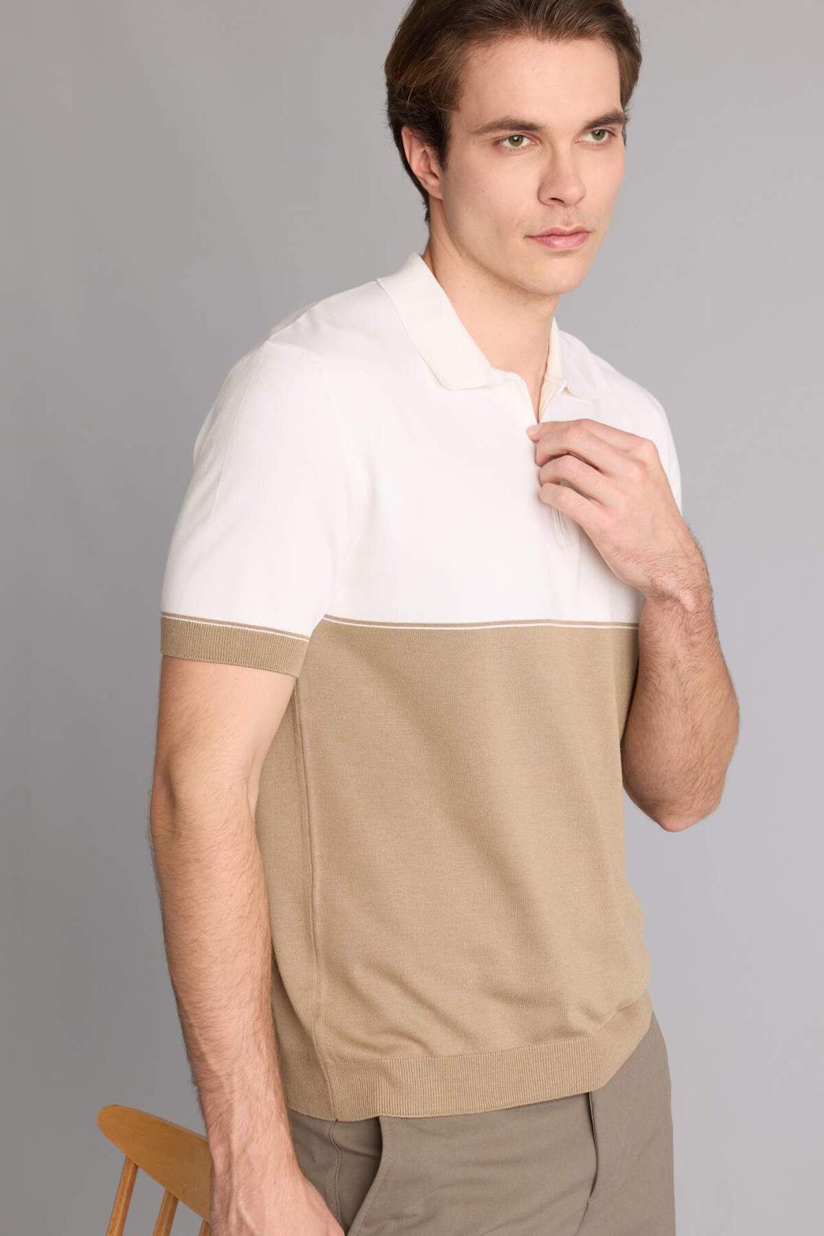 Defacto Standard Fit Polo Collar Knit Short Sleeve T-Shirt E4895AX25SM