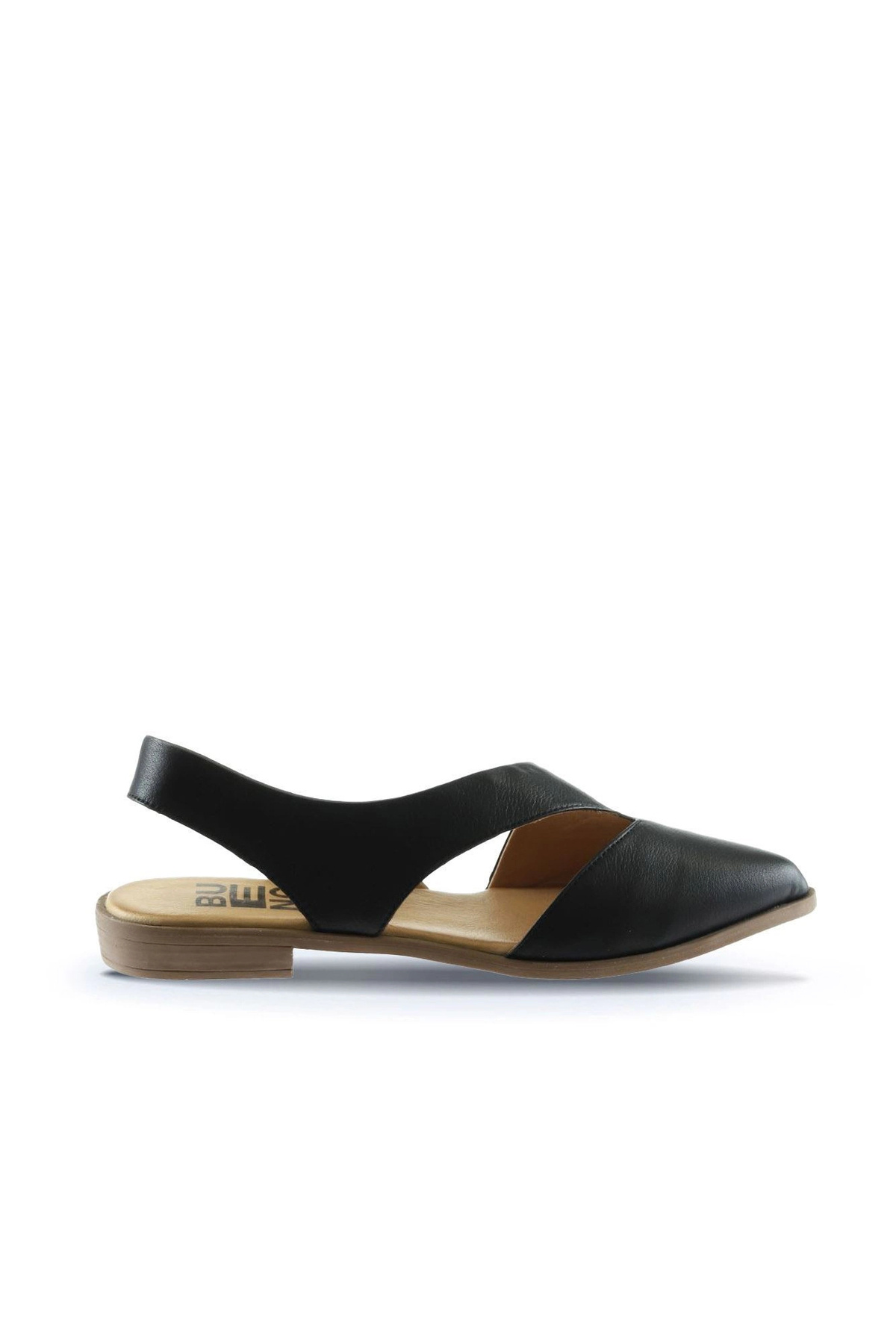 Black Leather Women's Flat Sandals 01ws2311