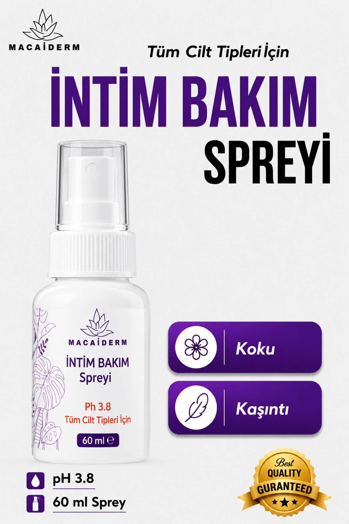Macaiderm pH Dengeli,İntim Bakım Spreyi,koku, Akıntı Hassas Bölge Günlük Temizlik,Hijyen İntim Sprey 60 ml - Fiyatı, Yorumları