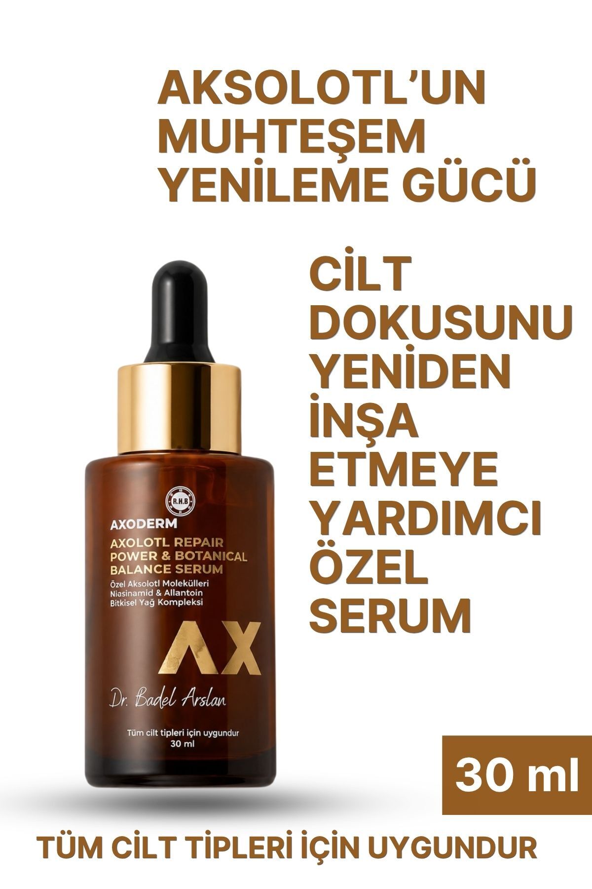 AXODERM YAŞLANMA KARŞITI CİLT BAKIM SERUMU - AXOLOTL REPAIR POWER & BOTANICAL BALANCE SERUM 30 ML — AXODERM 30ML