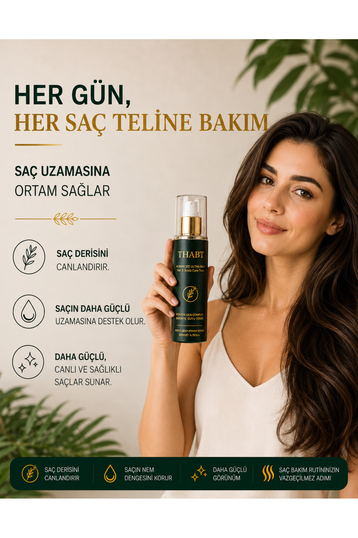 Biberiye Suyu Complex Saç ve Saç Derisi Toniği 200ml Dengeleyici, Yağ Kontrolü, Güçlendirici, Saç Uzama Desteği — thabtone — تصویر 4 از 6