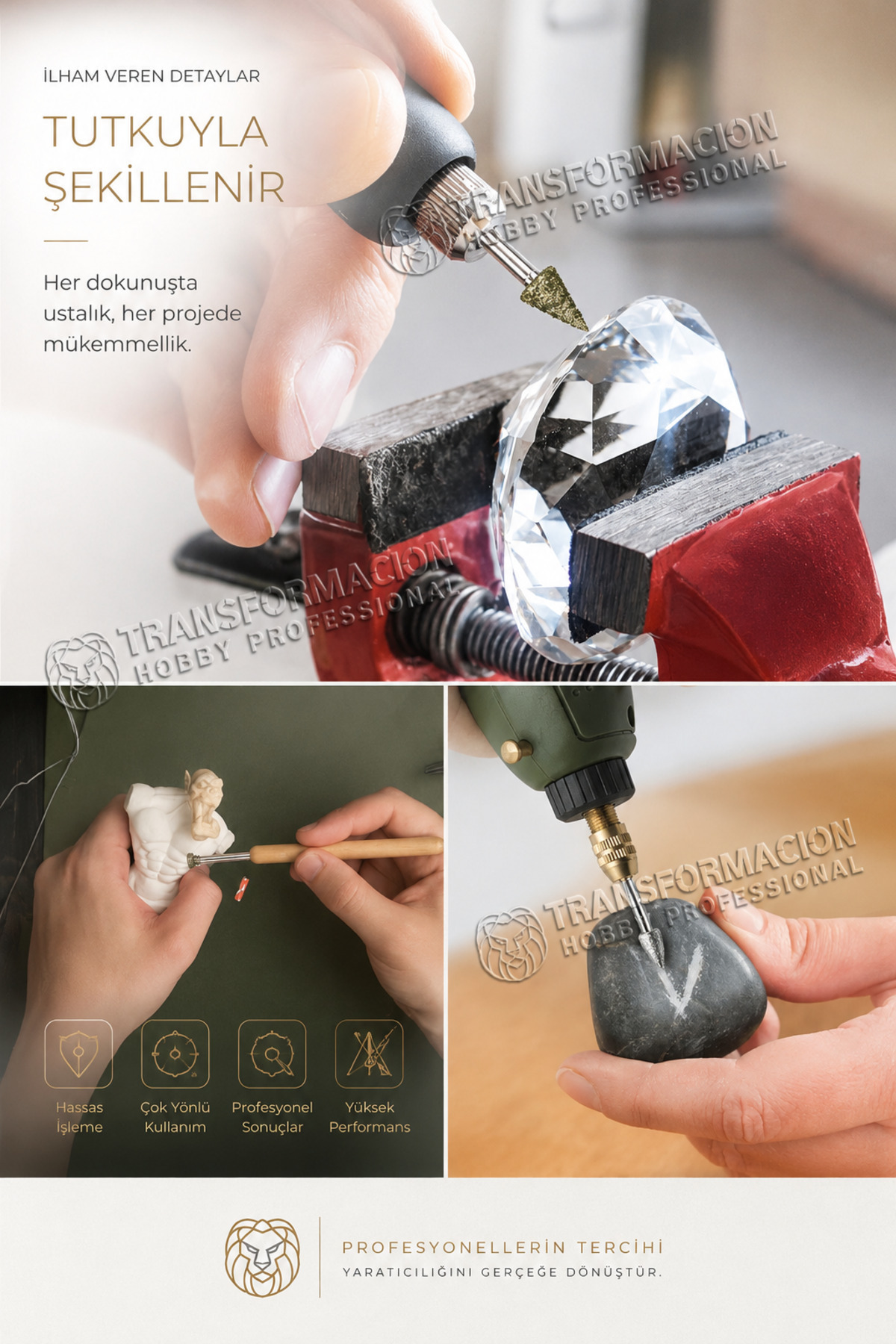 Transformacion 20 Parça Profesyonel Elmas Freze Ucu Seti - 3mm