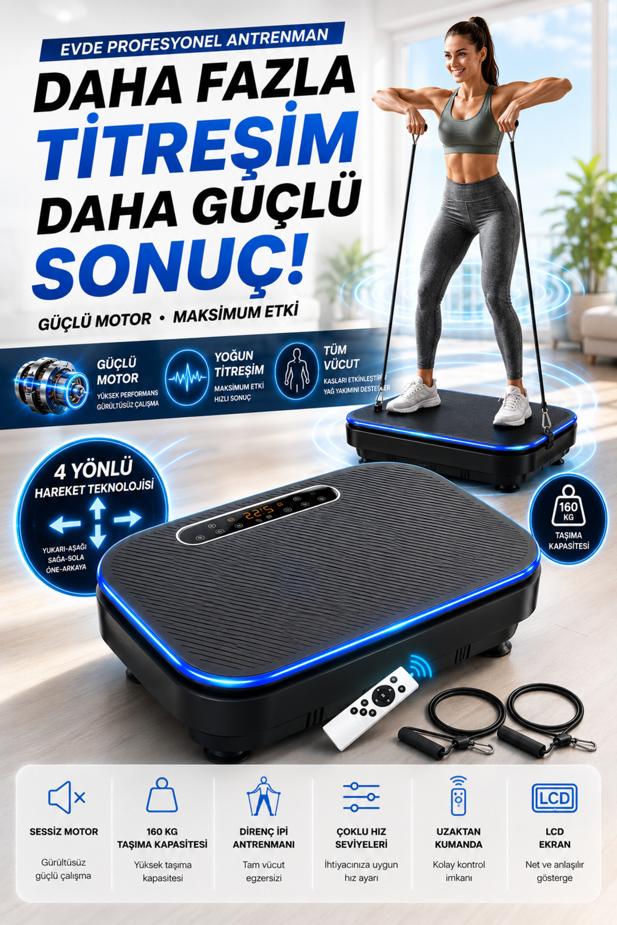 DEMPOWER 3D Titreşimli Bluetooth Hoparlörlü Kumandalı LCD Ekranlı