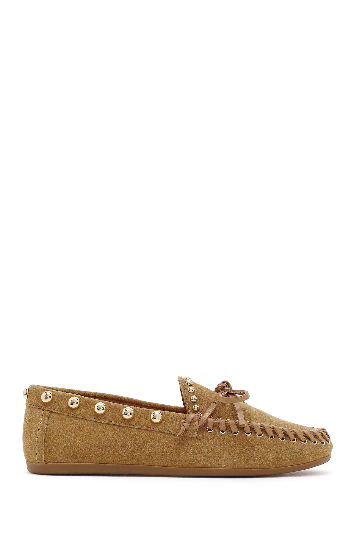 Derimod Kadın Bej Süet Deri Loafer 26PFD552410