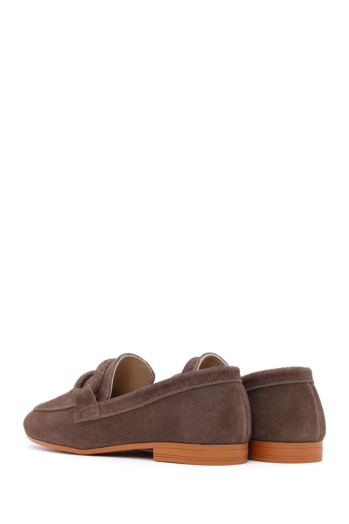 Derimod Kadın Vizon Tokalı Süet Deri Maskülen Loafer 26PFD350110 görsel 6