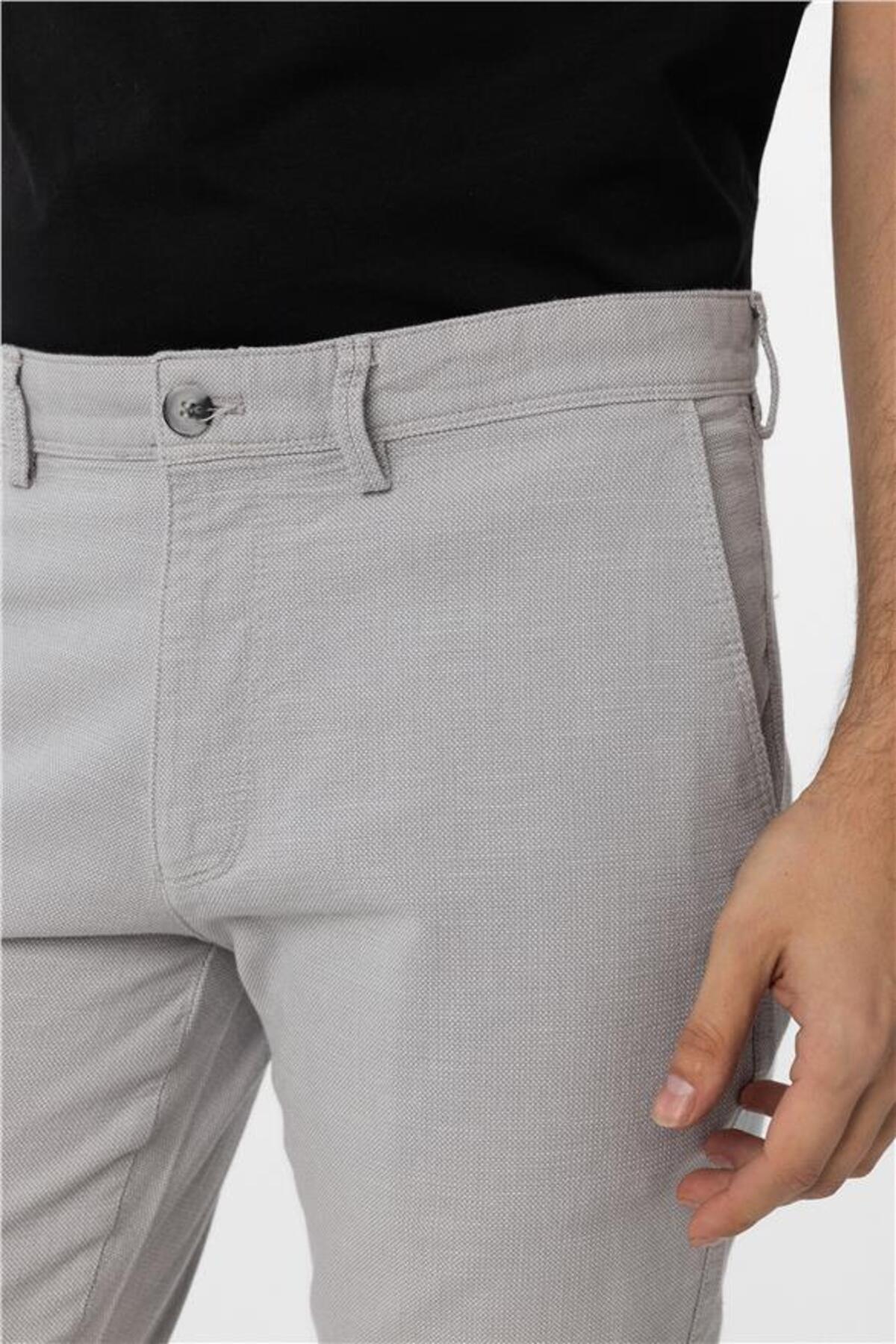 Gri Slim Armürlü Pantolon — خاکستری PN2020500681 — تصویر 4 از 7