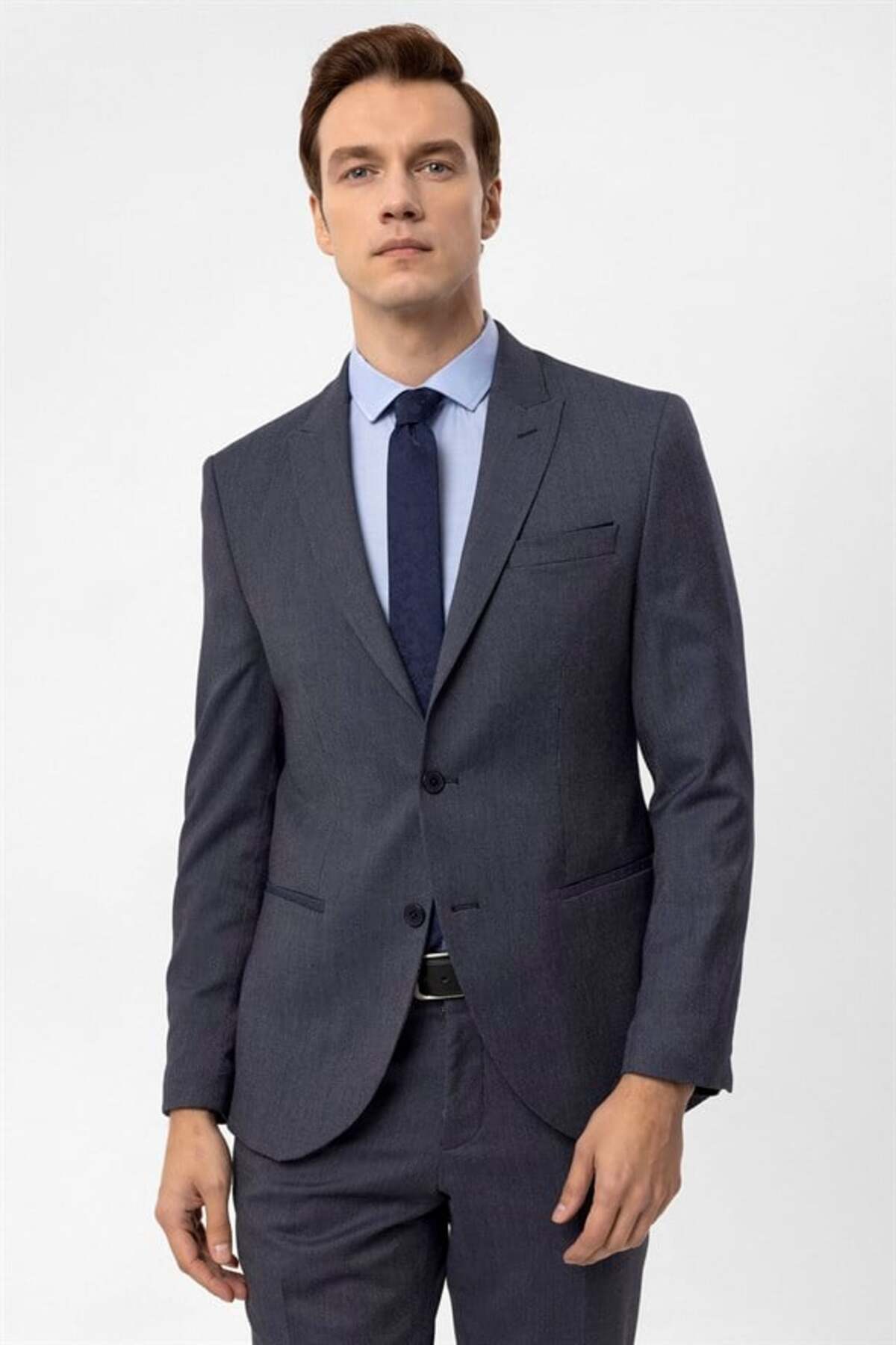 SÜVARİ Lacivert Slim Sivri Yaka Yan Cepli 6 Drop Takım Elbise görsel 7