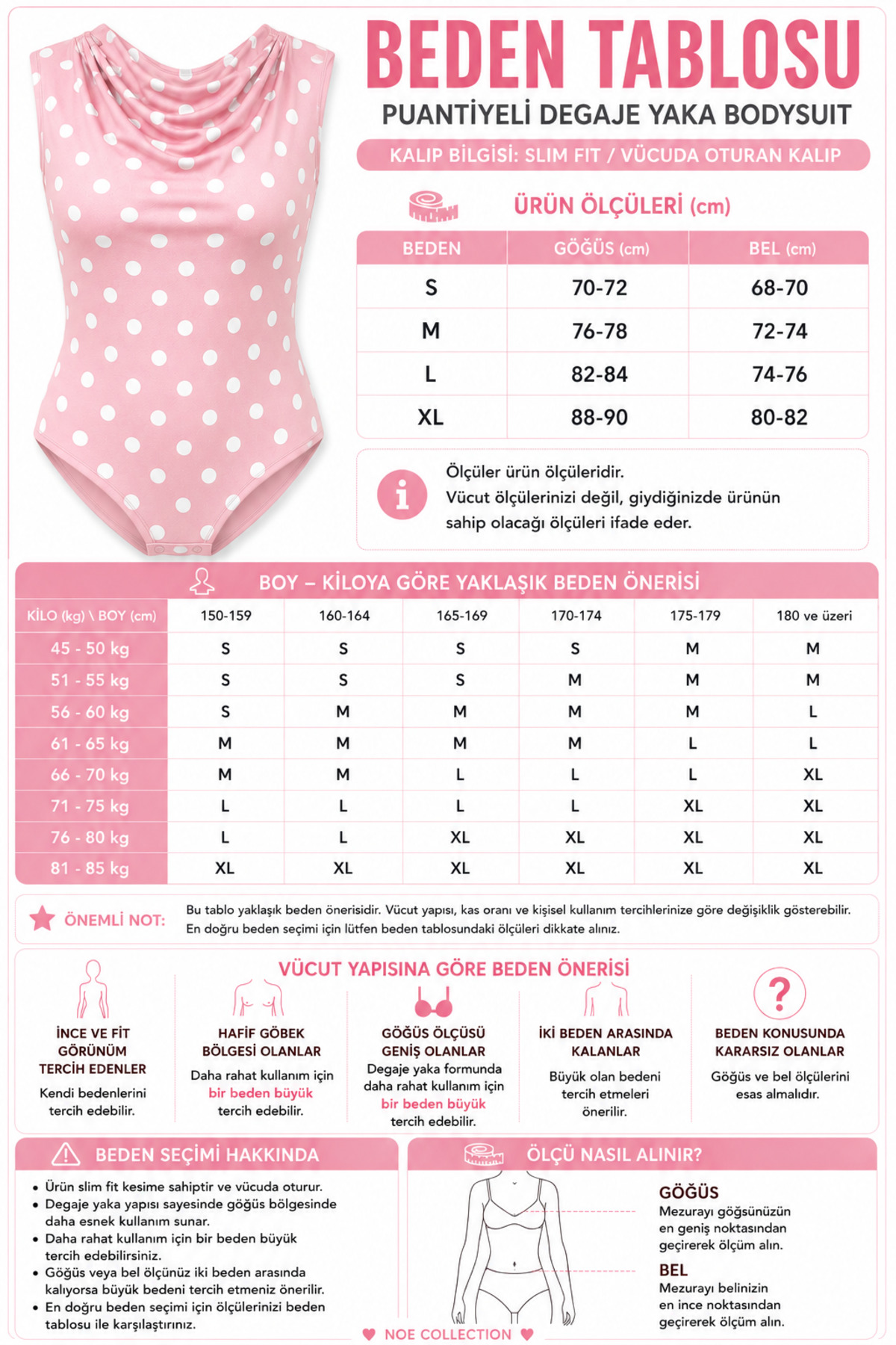 Kadın Degaje Yaka Puantiyeli Çıtçıtlı Body Likralı Bodysuit - Pembe 5