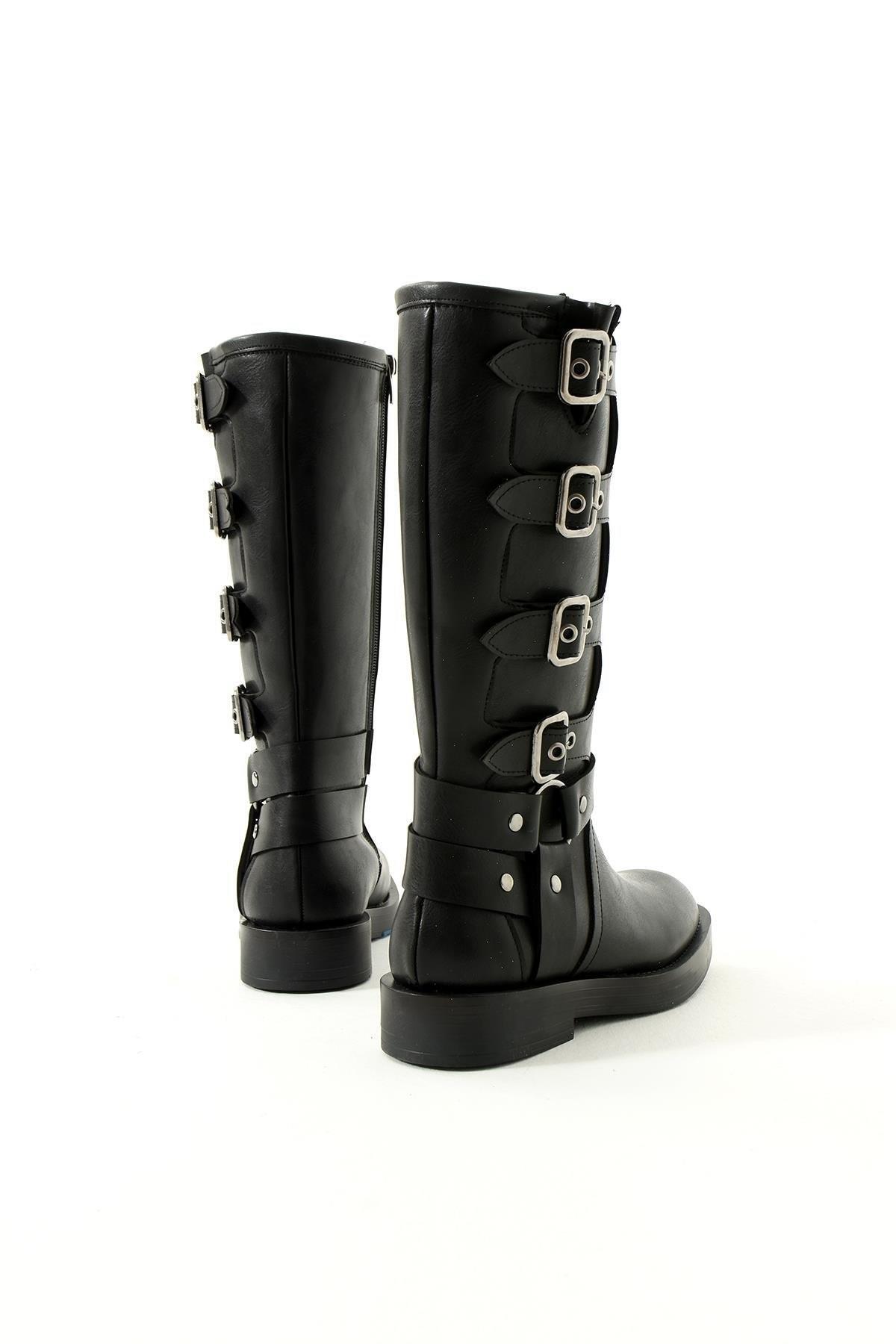 Fox Shoes T973570209 Siyah Kalın Tabanlı Kadın Çizme görsel 5