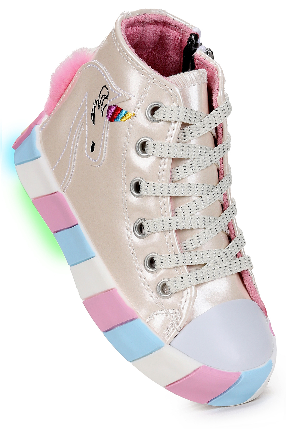 Kiko Kids Rosy Unicorn Fermuarlı Işıklı Kız Çocuk Spor Ayakkabı