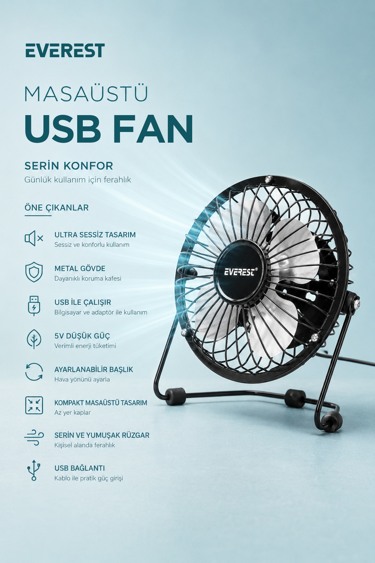 Hdx7252 Oversized Desktop Hand Fan Black Efn Usb Wired 18*18cm Astakos