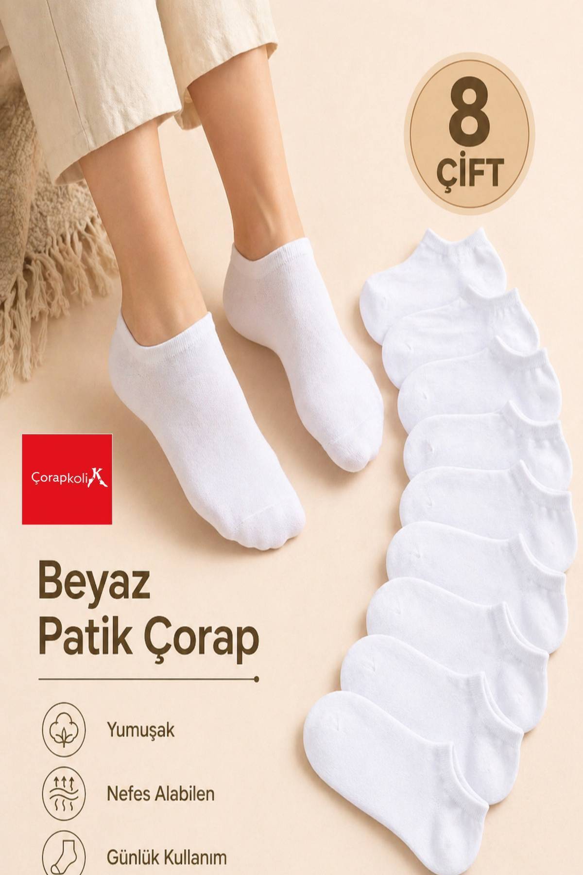 çorapkolik 8'li Unisex Kısa Patik Bilek Çorap