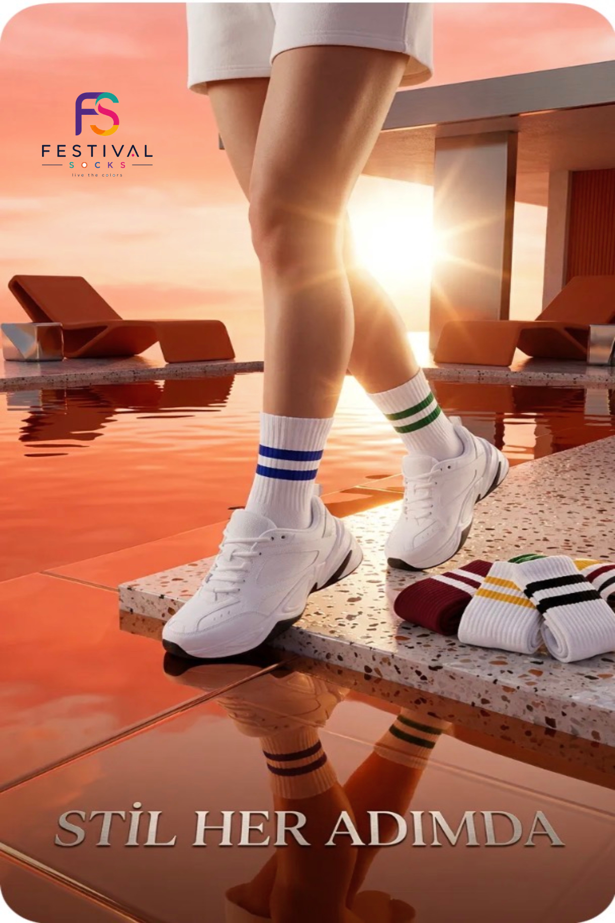 Festival Socks 6 çift Unisex çizgili pamuklu tenis kolej çorap seti görsel 3