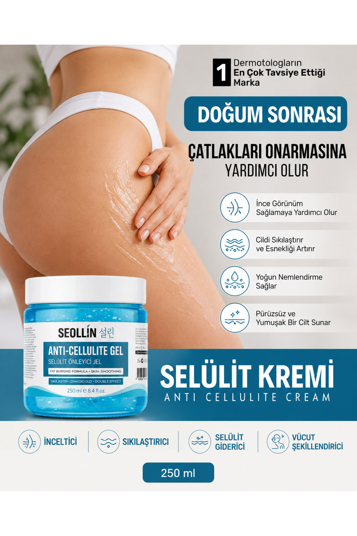 SEOLLİN Selülit Ve Çatlak Giderici Vücut Şekillendirici Jel 250 ml — 556165155456