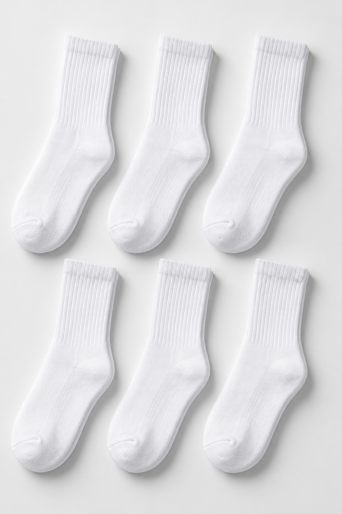 DEMAS ÇORAP 6 Çift Pamuklu Uzun Konç Tenis Çorabı Beyaz Unisex Spor Çorap
