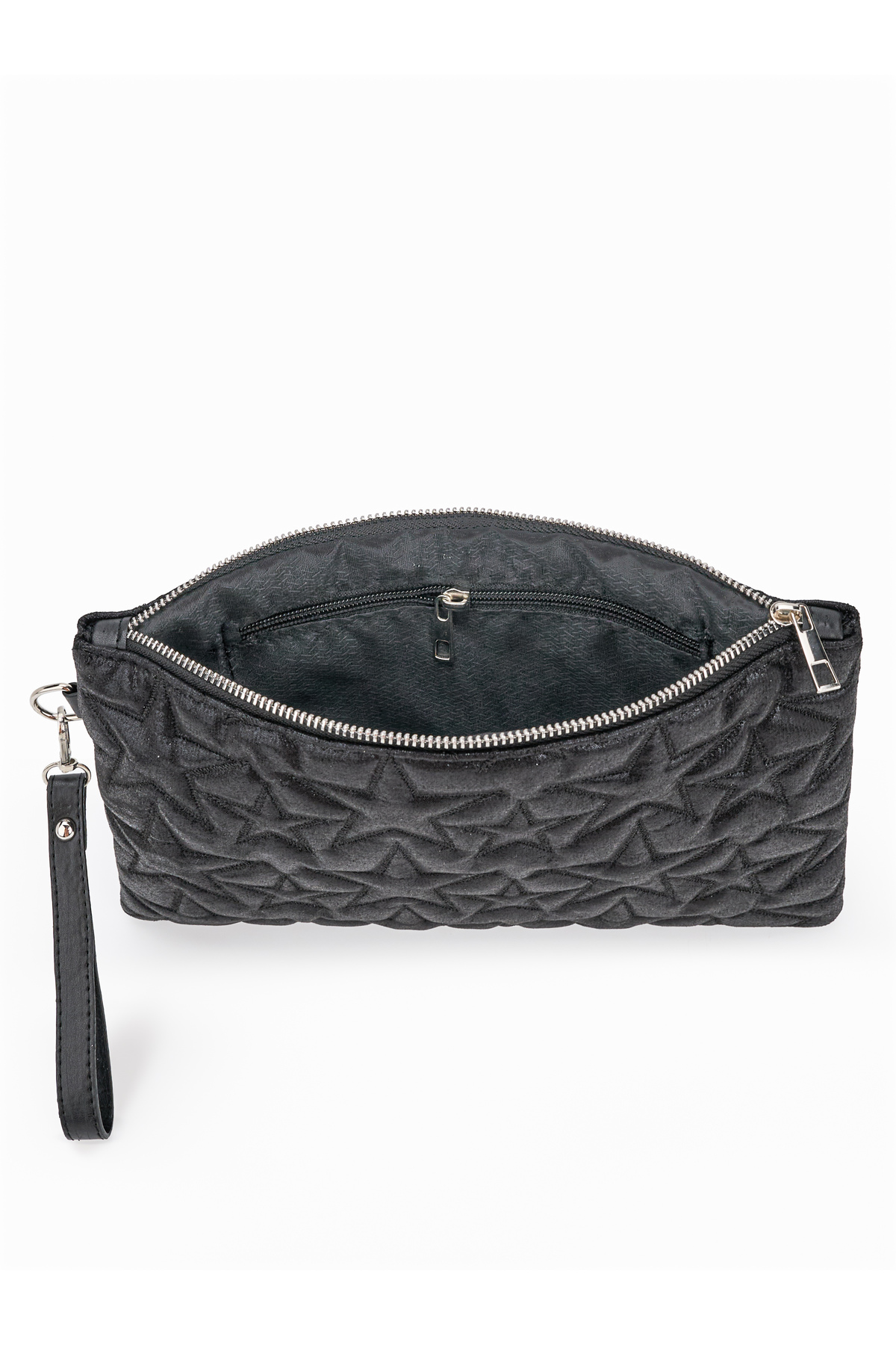 212 Yıldız Desenli Portföy Clutch Bilek Askılı Çanta görsel 5