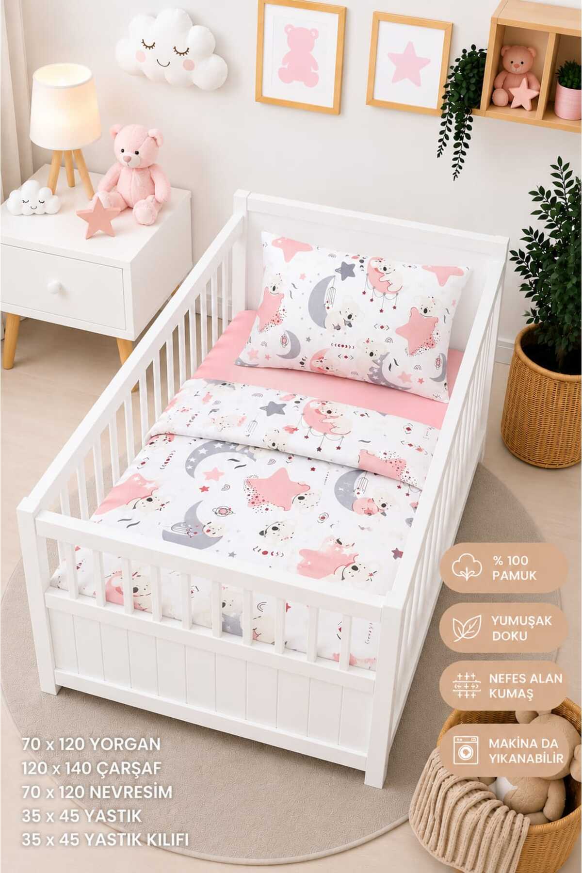 100% Cotton Fabric Baby Park Crib 5-Piece Quilt and Duvet Cover Set (70 X 120 CM)
