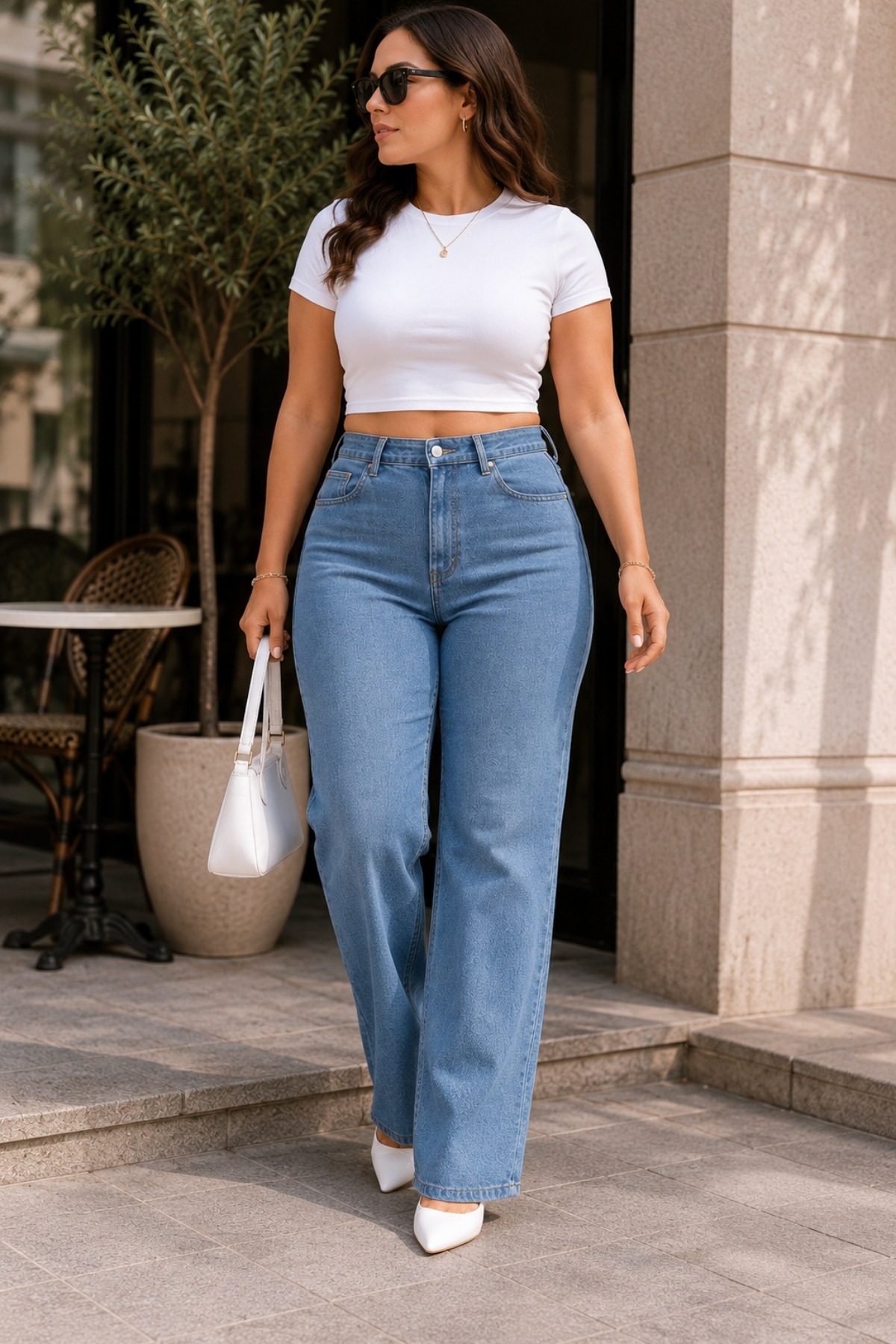 CEDY DENIM - Kadın Büyük Beden Boru Paça Yüksek Bel Regular Fit Likralı Pantolon C626-A.Mavi görsel 7