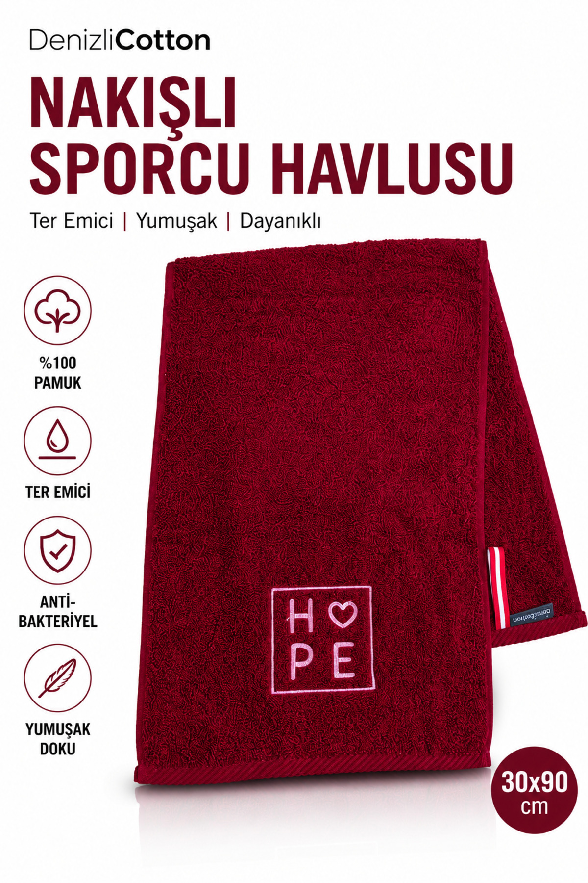 Embroidered Sports Towel Cotton, Anti-bacterial, Sweat Absorbing Fitness Plates Boxing Tennis Sports Towel