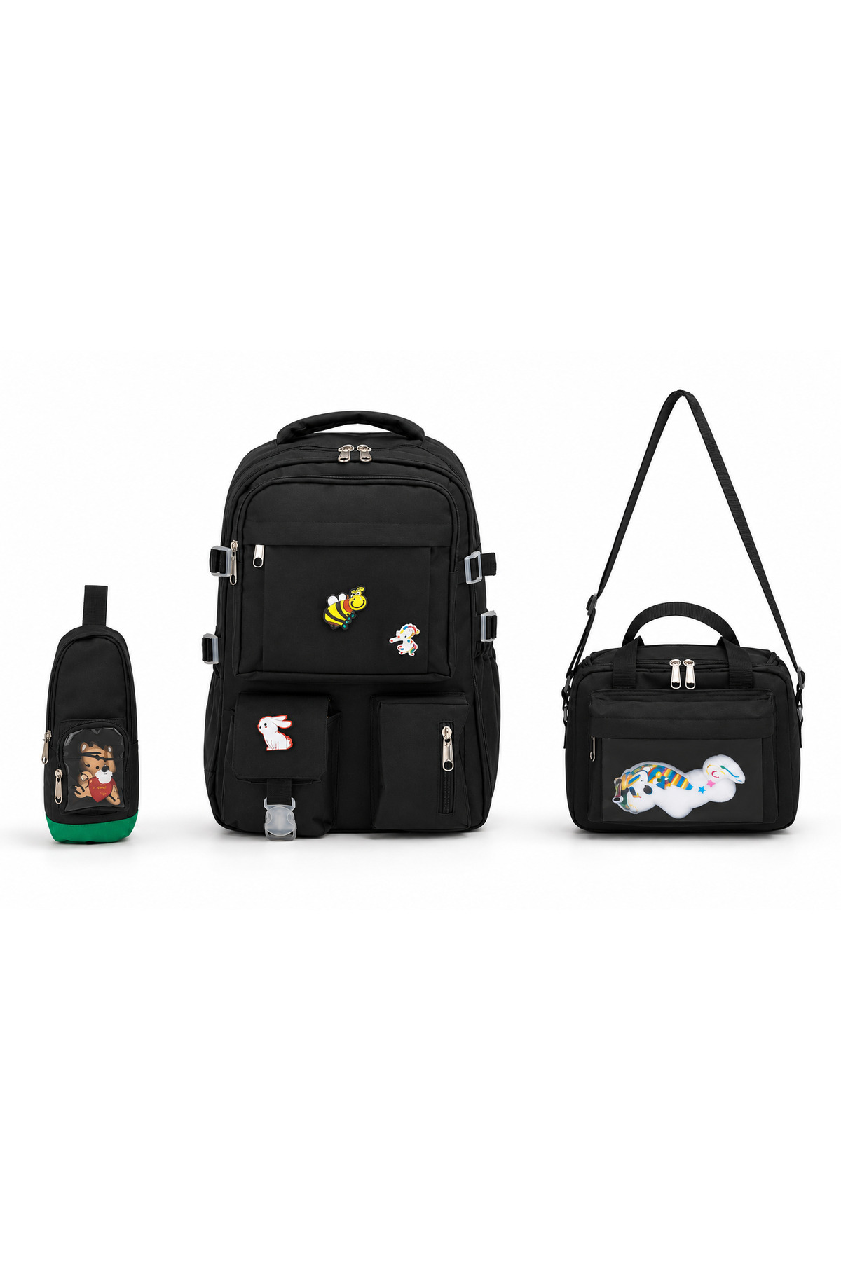 Korean Style Orthopedic Custom Design Waterproof Girls Boys School Bag Set Feeding Pen Holder Set
